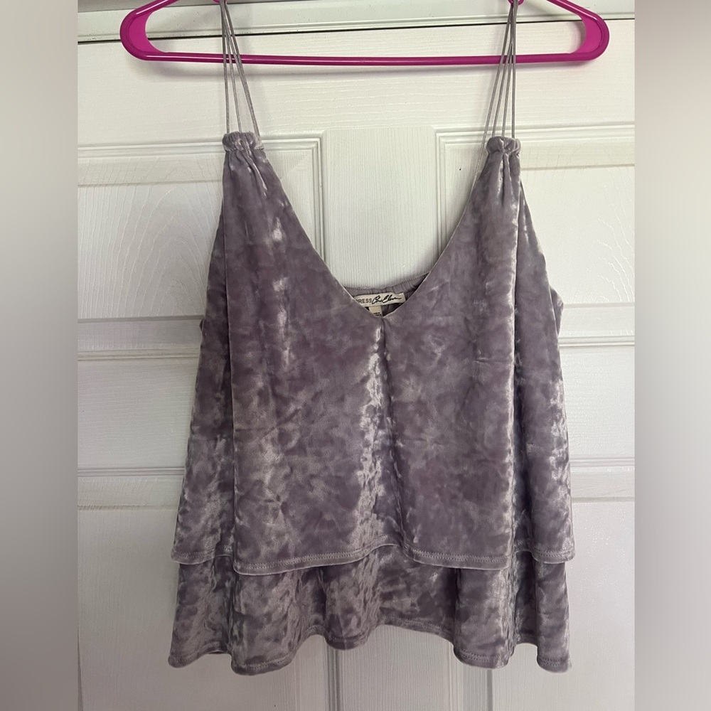 Luxurious Velvet Purple Tank Top - Express, Size M